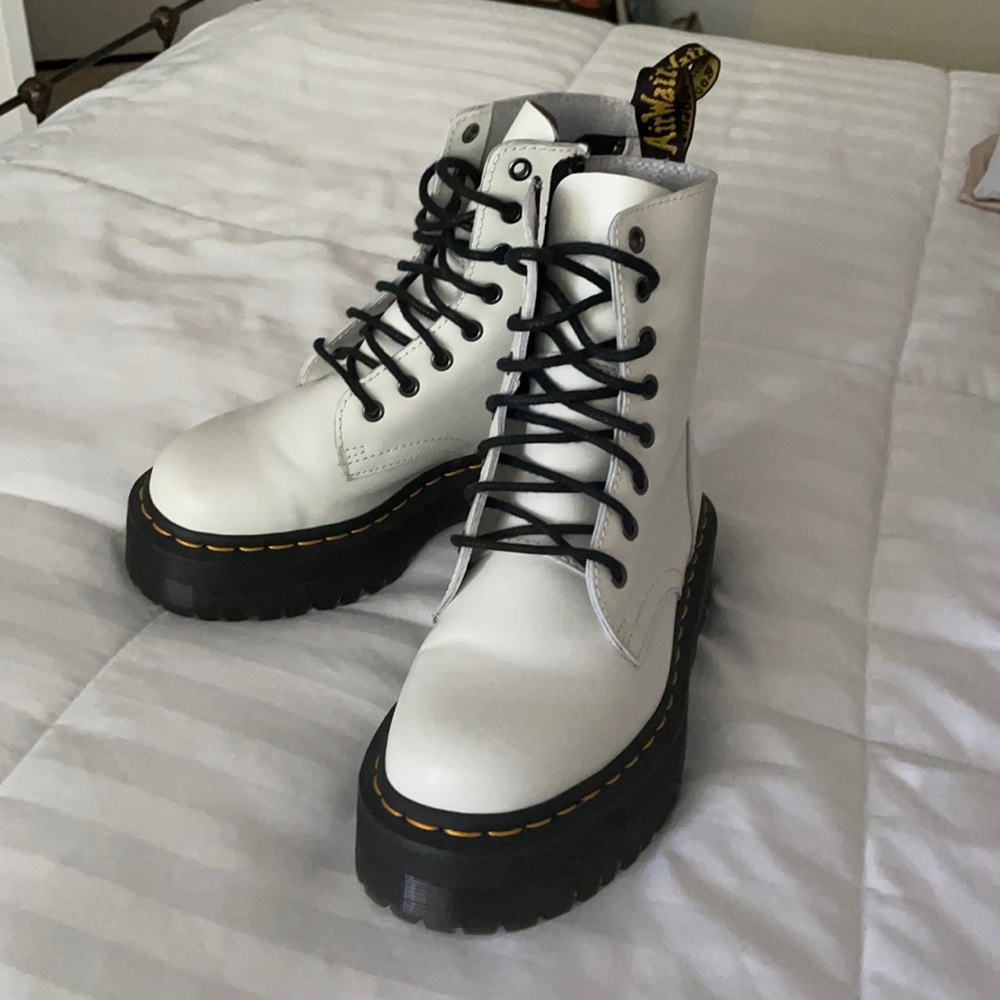 Dr Marten Matte White Jadon Platform Combat Boots